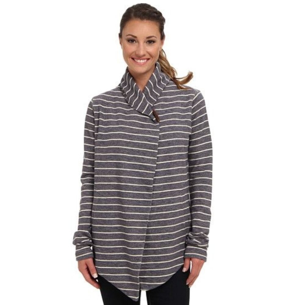 The North Face Fallsgrove Wrap Sweater Women Medium Gray Shawl Collar EUC